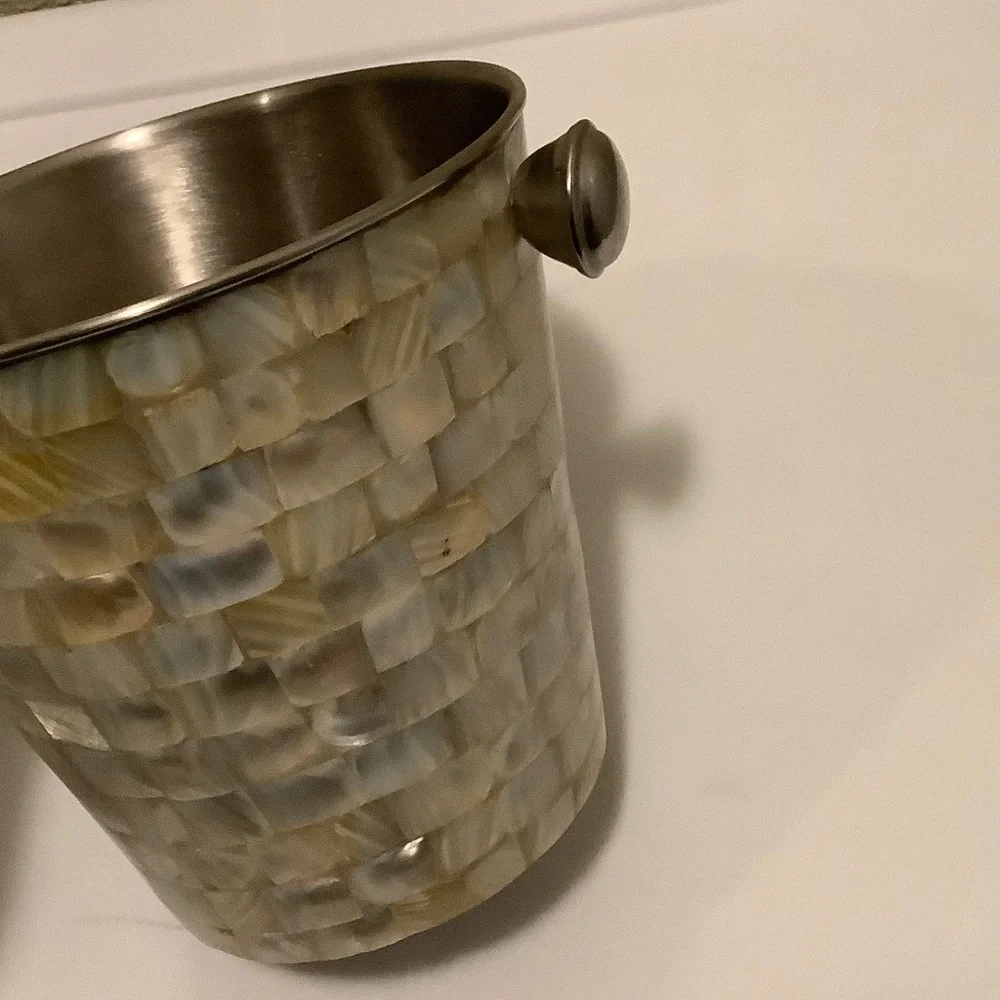 Mother of Pearl Ice Bucket | Stainless Steel Wine & Champagne Chiller | Coastal